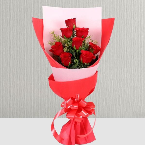 Blooming day red roses bouquet 