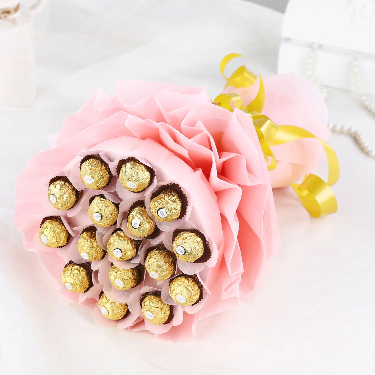 Golden Bliss: Ferrero Rocher Chocolate Bouquet